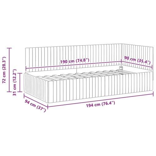 Kutni okvir kreveta s uzglavljem Plava 90 cm x 190 cm Baršun - Plava 90 x 190 cm Cijena