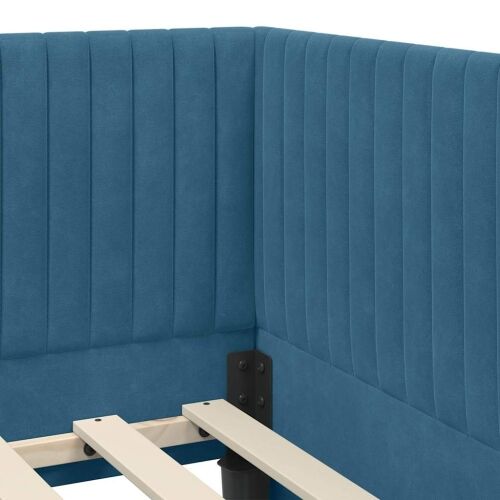 Kutni okvir kreveta s uzglavljem Plava 90 cm x 190 cm Baršun - Plava 90 x 190 cm Cijena