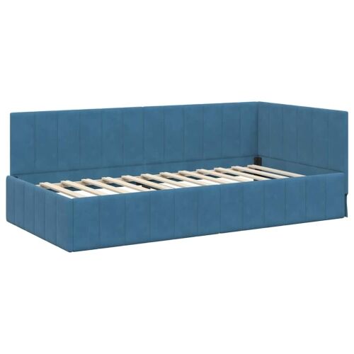 Kutni okvir kreveta s uzglavljem Plava 90 cm x 190 cm Baršun - Plava 90 x 190 cm Cijena