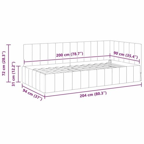Kutni okvir kreveta s uzglavljem Krema 90 cm x 200 cm Baršun - Krema 90 x 200 cm Cijena