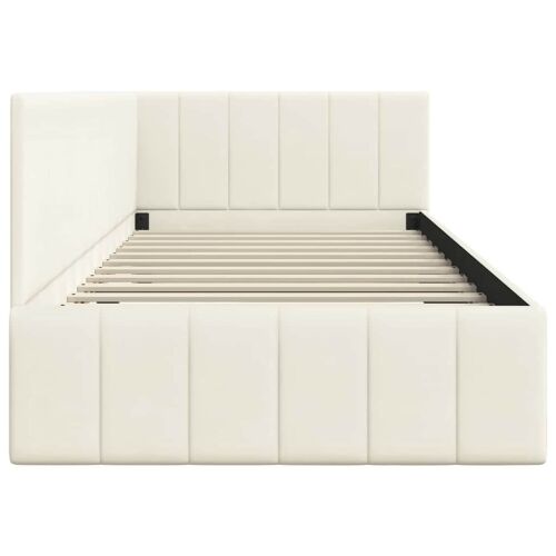 Kutni okvir kreveta s uzglavljem Krema 90 cm x 200 cm Baršun - Krema 90 x 200 cm Cijena