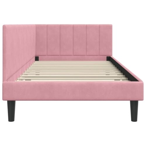 Kutni okvir kreveta Ružičasta 90 cm x 200 cm Baršun - Ružičasta 90 x 200 cm Cijena