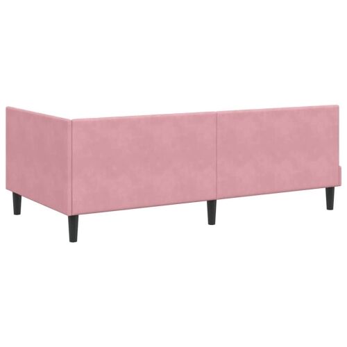Kutni okvir kreveta Ružičasta 90 cm x 200 cm Baršun - Ružičasta 90 x 200 cm Cijena