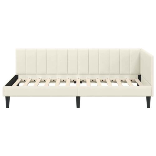 Kutni okvir kreveta s uzglavljem Krema 90 cm x 200 cm Baršun - Krema 90 x 200 cm Cijena