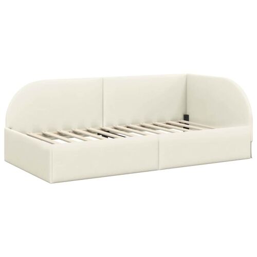 Kutni okvir kreveta s uzglavljem Krema 90 cm x 200 cm Baršun - Krema 90 x 200 cm Cijena