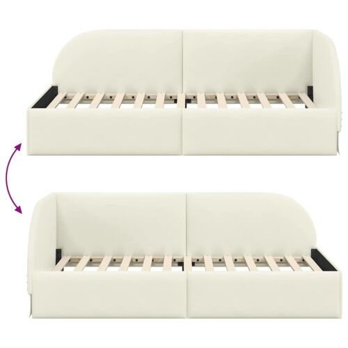 Kutni okvir kreveta s uzglavljem Krema 90 cm x 200 cm Baršun - Krema 90 x 200 cm Cijena