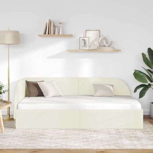 Kutni okvir kreveta s uzglavljem Krema 90 cm x 200 cm Baršun - Krema 90 x 200 cm Cijena