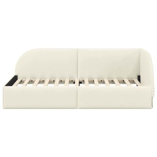 Kutni okvir kreveta s uzglavljem Krema 90 cm x 200 cm Baršun - Krema 90 x 200 cm Cijena
