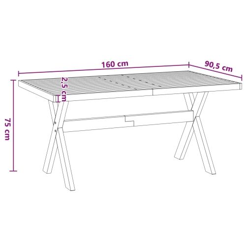 Stol za objedovanje NOAIN 160 cm Masivna borovina Crna - 160 cm U obliku slova X Crna Cijena