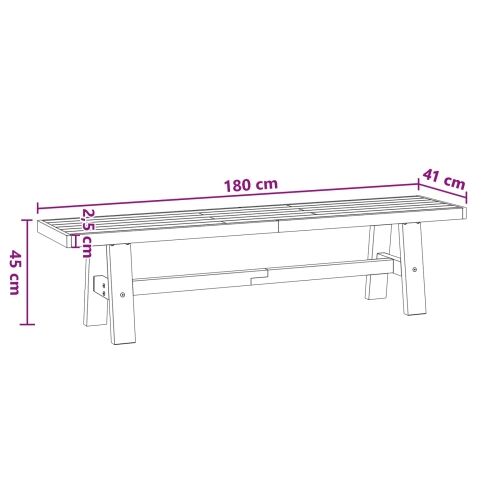 Klupa za blagovanje NOAIN 180 x 41 x 45 cm Masivna borovina - Oblik 180 cm Crna Cijena