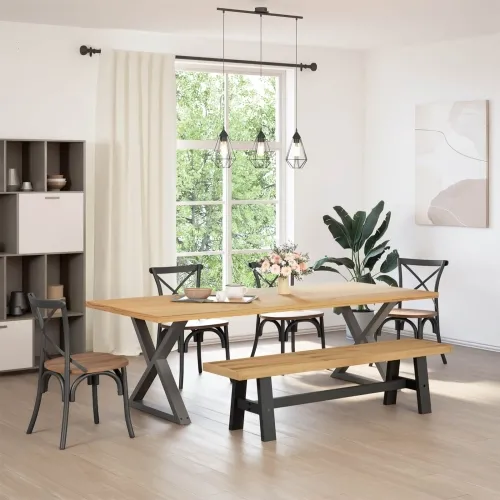 Klupa za blagovanje NOAIN 160 x 41 x 45 cm Masivna borovina - Oblik 160 cm Prirodna Cijena