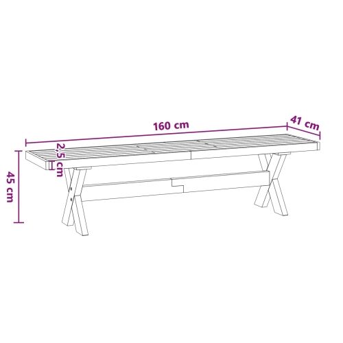 Klupa za blagovanje NOAIN 160 x 41 x 45 cm Masivna borovina - X oblik 160 cm Prirodna Cijena