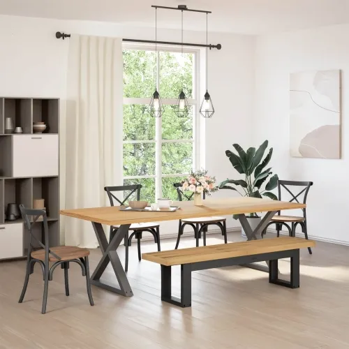 Klupa za blagovanje NOAIN 160 x 41 x 45 cm Masivna borovina - u-oblik 160 cm Prirodna Cijena