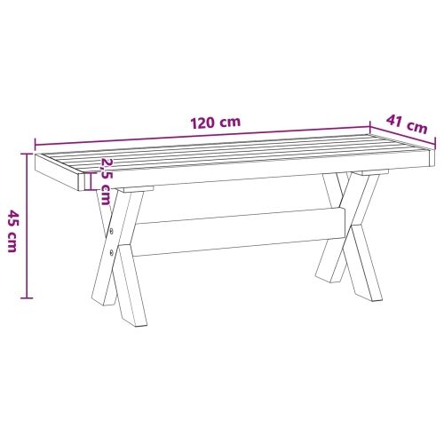 Klupa za blagovanje NOAIN 120 x 41 x 45 cm Masivna borovina - X oblik 120 cm Crna Cijena
