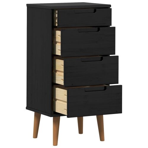 Komoda MOLDE Crna 40 x 35 x 82 cm Masivna borovina - Crna Cijena