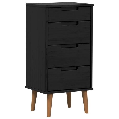 Komoda MOLDE Crna 40 x 35 x 82 cm Masivna borovina - Crna Cijena
