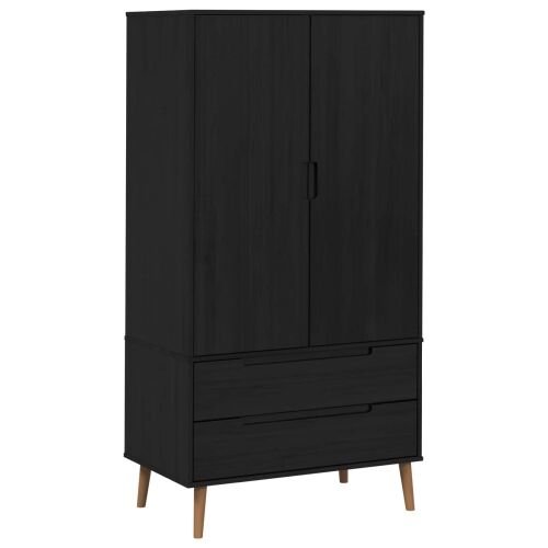 Ormarić MOLDE Crna 90 x 55 x 175 cm Masivna borovina - Crna Cijena