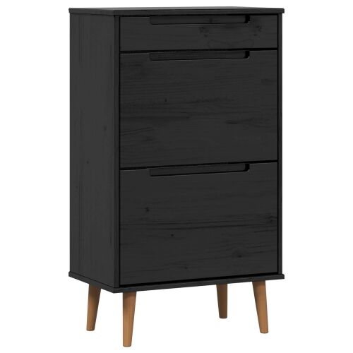 Ormar za cipele MOLDE 59,5 x 35 x 103 cm Masivna borovina Crna - Crna Cijena