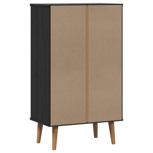 Ormar za cipele MOLDE 59,5 x 35 x 103 cm Masivna borovina Crna - Crna Cijena