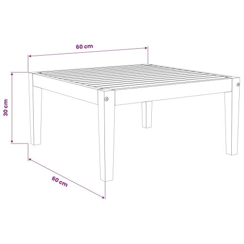 Stol za vrt Čvrsto drvo akacije Prirodna 60 x 60 x 30 cm - Crna i krem bijela stol Cijena