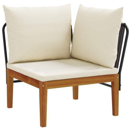 2 kom. Vrtni Lounge Set s Jastučićima Prirodna - Crna i krem bijela Kutna sofa + srednja sofa Cijena