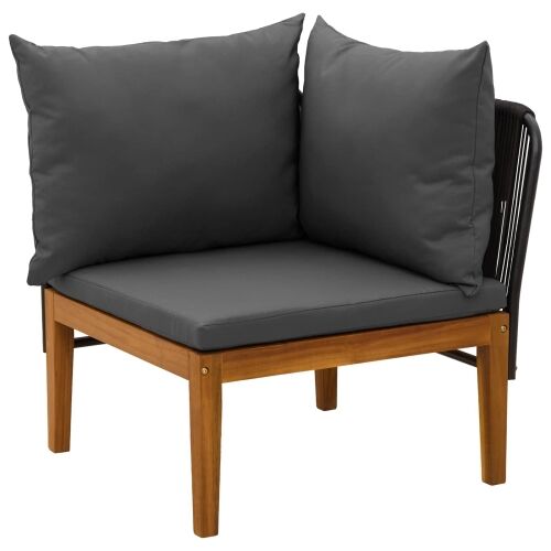 2 kom. Vrtni Lounge Set s Jastučićima Prirodna - Crna i antracit Kutna sofa + srednja sofa Cijena