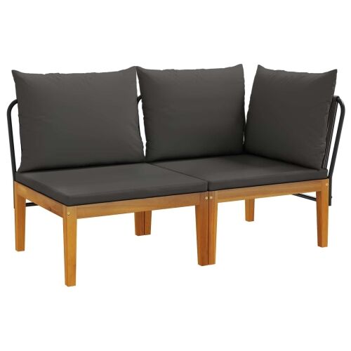 2 kom. Vrtni Lounge Set s Jastučićima Prirodna - Crna i antracit Kutna sofa + srednja sofa Cijena
