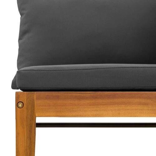3 kom. Vrtni Lounge Set s Jastučićima Prirodna - Crna i antracit Srednja sofa + tabure + stolić Cijena