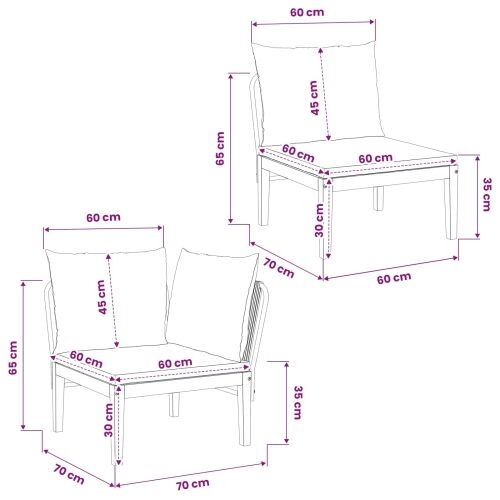 2 kom. Vrtni Lounge Set s Jastučićima Prirodna - bež i krem ​​bijela Kutna sofa + srednja sofa Cijena