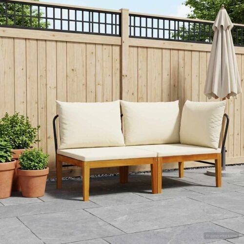 2 kom. Vrtni Lounge Set s Jastučićima Prirodna - bež i krem ​​bijela Kutna sofa + srednja sofa Cijena