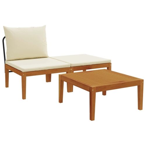 3 kom. Vrtni Lounge Set s Jastučićima Prirodna - bež i krem ​​bijela Srednja sofa + tabure + stolić Cijena