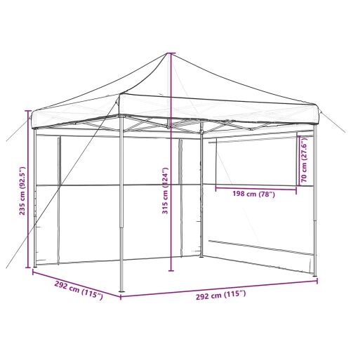 Šator za svadbe - šator za zabave Crna 292 x 292 x 315 cm Oxford tkanina - Crna s dvije bočne zidove Da Cijena