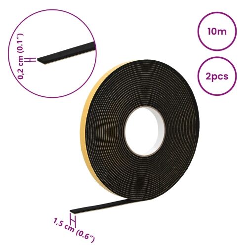 Samoljepljiva pjenasta traka 2 kom. Crna 15mm x 10m CR pjena - Crna 15 x 2 mm (10 m/rola) 2 Cijena