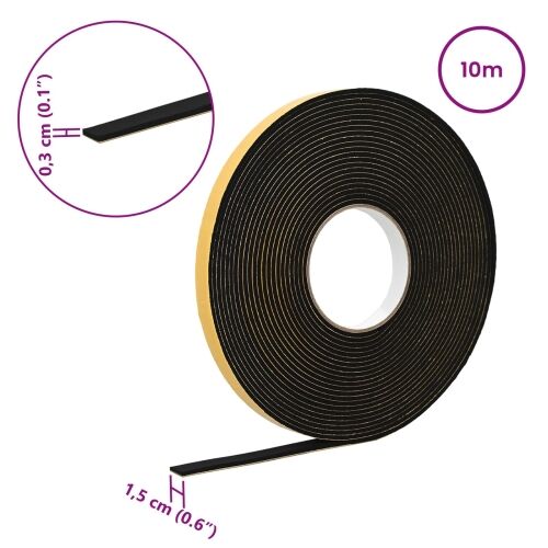 Samoljepljiva pjenasta traka Crna 15mm x 10m CR pjena - Crna 15 x 3 mm (10 m/kolut) 1 Cijena