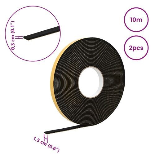 Samoljepljiva pjenasta traka 2 kom. Crna 15mm x 10m CR pjena - Crna 15 x 3 mm (10 m/kolut) 2 Cijena