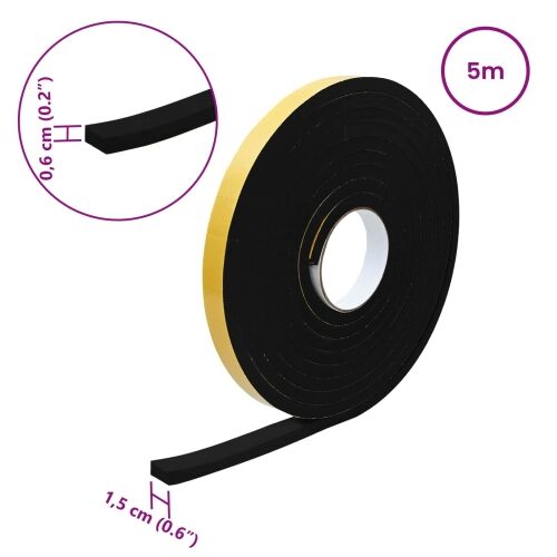 Samoljepljiva pjenasta traka 10 kom. Crna 15mm x 5m CR pjena - Crna 15 x 6 mm (5 m/kolut) 10 Cijena
