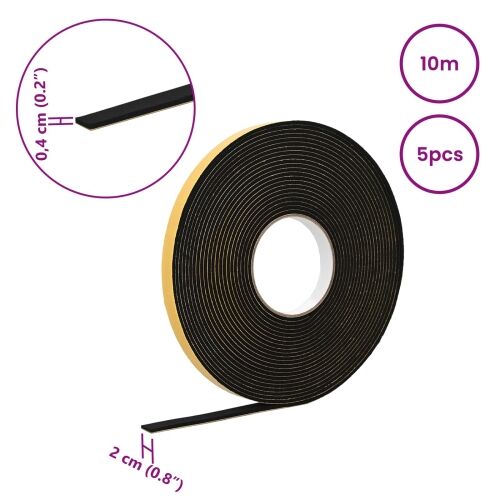 Samoljepljiva pjenasta traka 5 kom. Crna 20mm x 10m CR pjena - Crna 20 x 4 mm (10 m/kolut) 5 Cijena