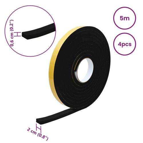 Samoljepljiva pjenasta traka 4 kom. Crna 20mm x 5m CR pjena - Crna 20 x 6 mm (5 m/kolut) 4 Cijena