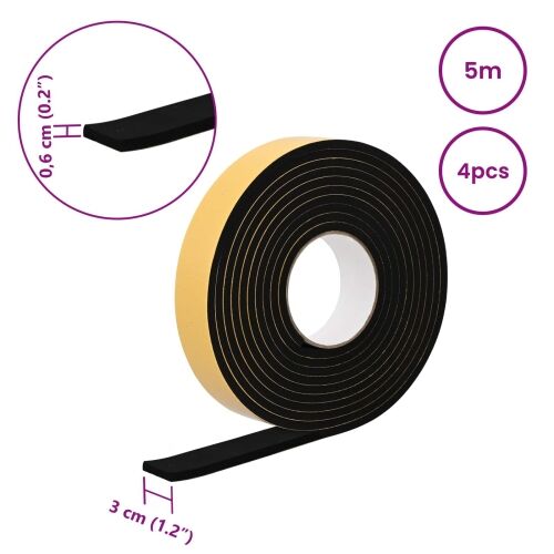 Samoljepljiva pjenasta traka 4 kom. Crna 30mm x 5m CR pjena - Crna 30 x 6 mm (5 m/rol) 4 Cijena