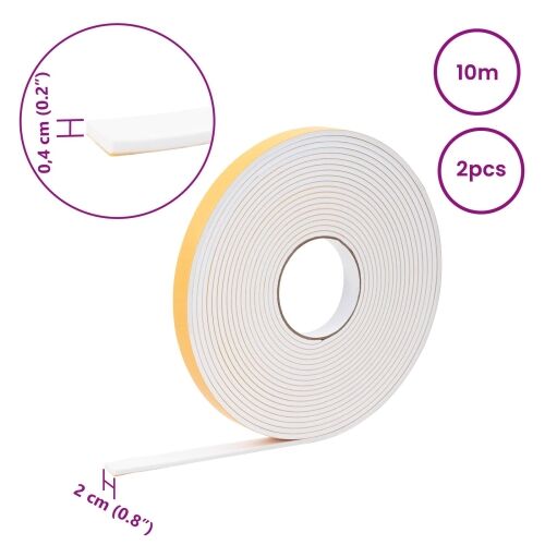 Samoljepljiva pjenasta traka 2 kom. Bijela 20mm x 10m CR pjena - Bijela 20 x 4 mm (10 m/kolut) 2 Cijena