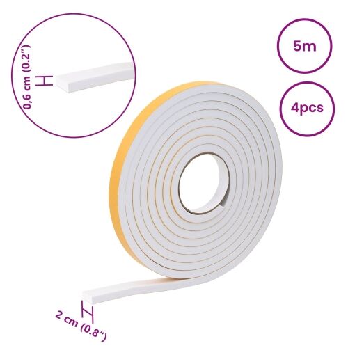 Samoljepljiva pjenasta traka 4 kom. Bijela 20mm x 5m CR pjena - Bijela 20 x 6 mm (5 m/kolut) 4 Cijena