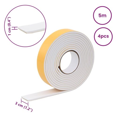Samoljepljiva pjenasta traka 4 kom. Bijela 30mm x 5m CR pjena - Bijela 30 x 10 mm (5 m/traka) 4 Cijena