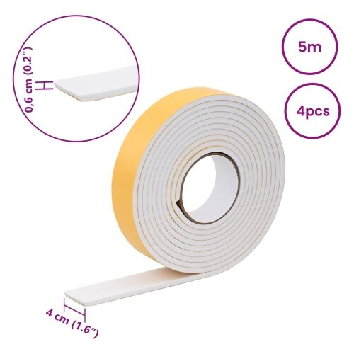Samoljepljiva pjenasta traka 4 kom. Bijela 40mm x 5m CR pjena - Bijela 40 x 6 mm (5 m/rola) 4 Cijena
