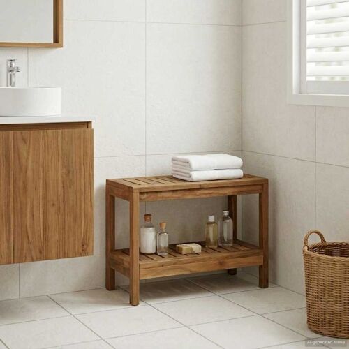 Stolić za kupatilo Prirodna 60 x 30 x 45 cm Čvrsto teak drvo Cijena