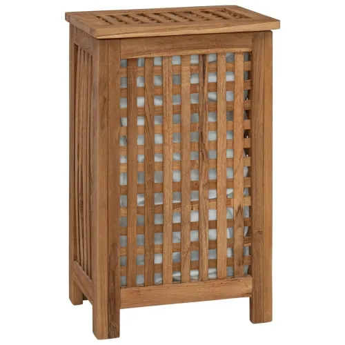 Košarica za rublje Prirodna Čvrsto teak drvo - 35 x 25 x 60 cm s platnenom torbom Cijena