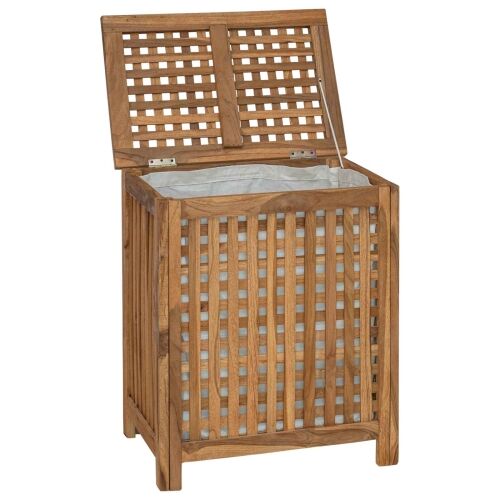 Košarica za rublje Prirodna Čvrsto teak drvo - 50 x 35 x 60 cm s platnenom torbom Cijena