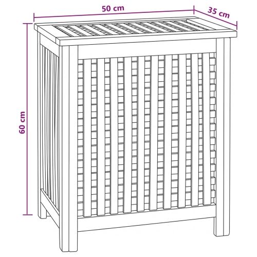 Košarica za rublje Prirodna Čvrsto teak drvo - 50 x 35 x 60 cm s platnenom torbom Cijena