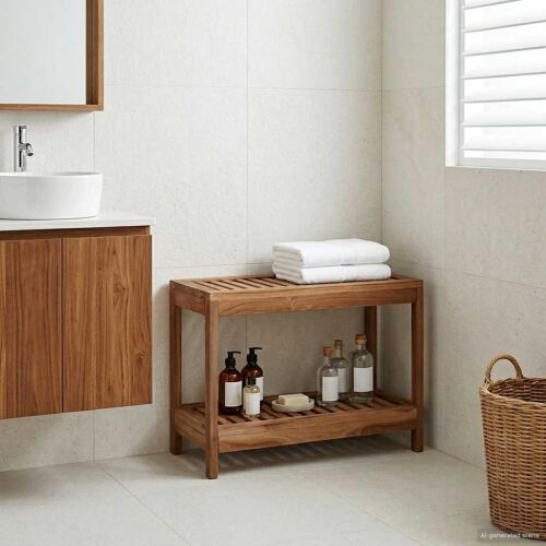 Stolić za kupatilo Prirodna 60 x 30 x 45 cm Čvrsto teak drvo Cijena