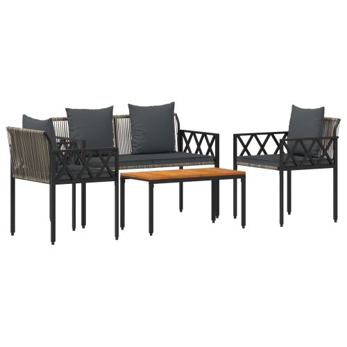 Set vanjskog namještaja 4 kom. Siva i tamno siva poliratan - siva i tamnosiva 1 klupa + 2 stolice + stol Cijena