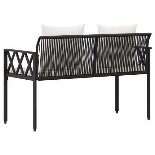 Vanjske klupe 2 -Seater 116 x 56 x 75 cm poliratan - Crna i krem bijela Cijena